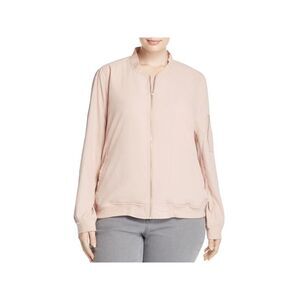BAGATELLE Womens Pink Zippered Pocketed Rib-knit Trim Bomber Jacket 2X